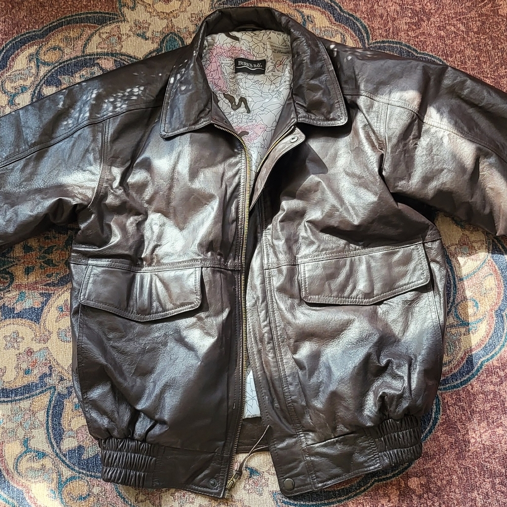 Leather Bomber Jacket Size Medium